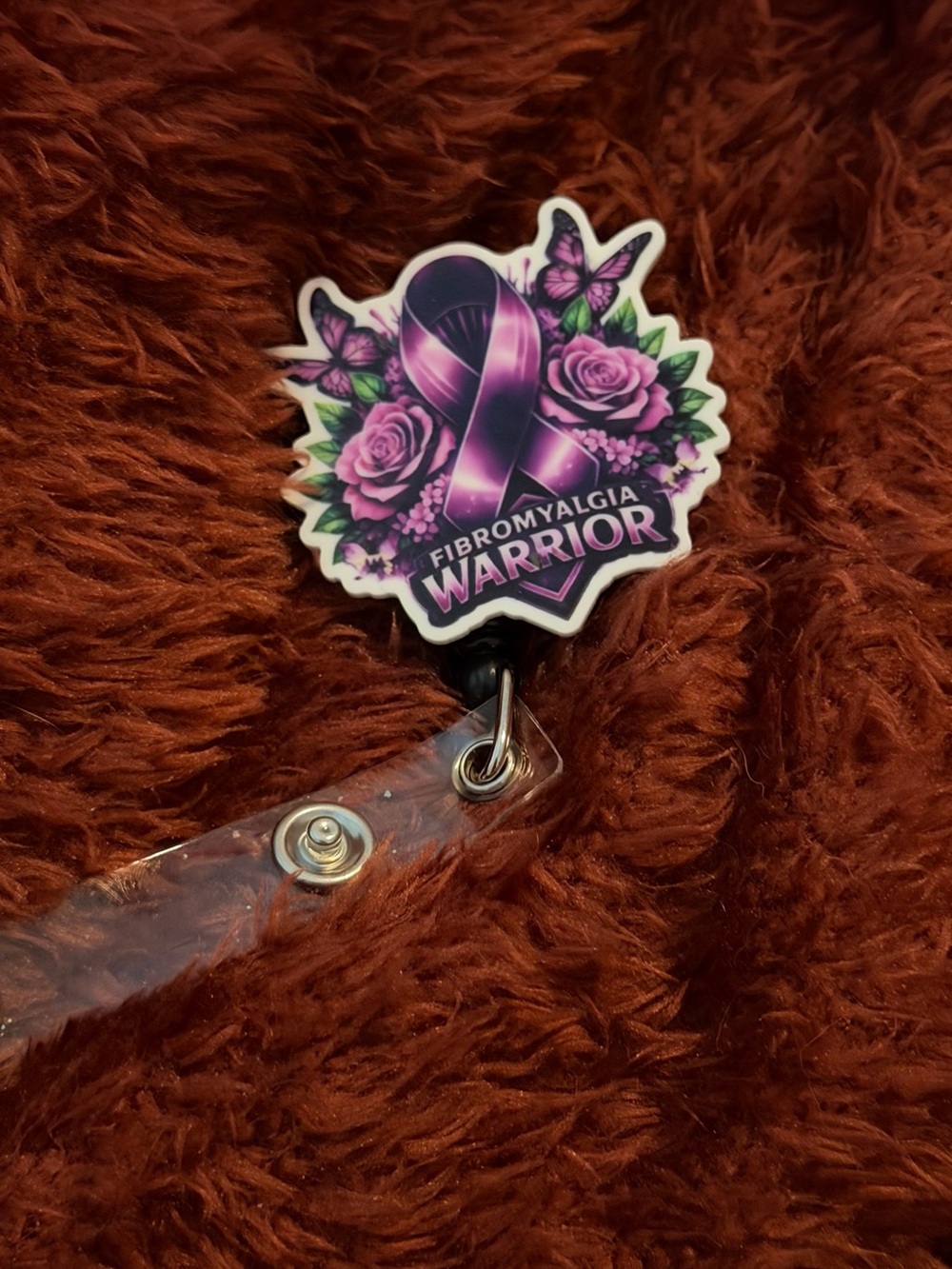 Purple Fibromyalgia Warrior Ribbon Badge Reel